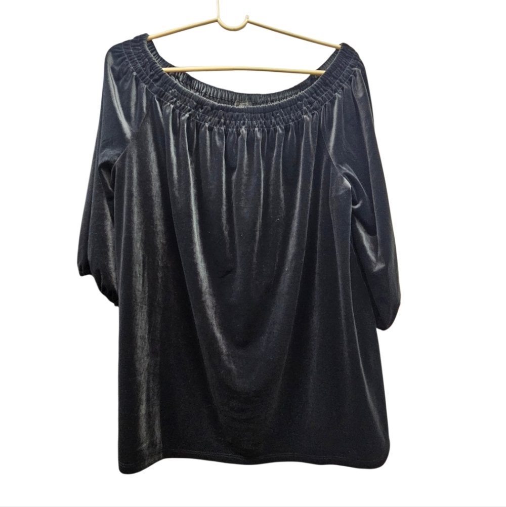 J Jill off the shoulder velvet top Black - Picture 3 of 7
